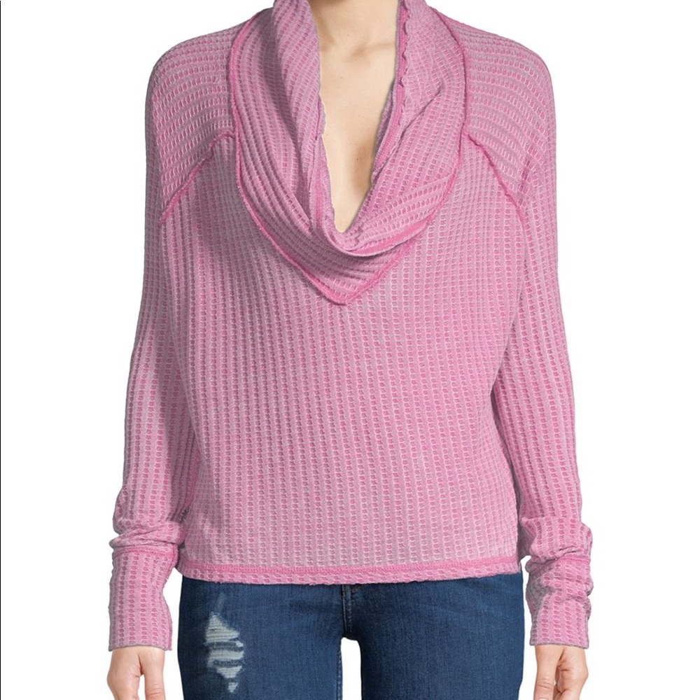 Free People Wildcat Cowlneck Thermal In Rose - Picture 3 of 8